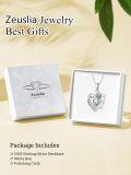 wholesale 925 Sterling Silver Rose Heart Necklaces for Women Mother White Gold/Rose Gold Heart Jewelry with Birthstone Pendant Anniversary Birthday Gifts for Her Wife Girlfriend 18+2 inch Chain-0-3