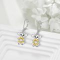 wholesale 925 Sterling Silver Monkey with Sunflower Leverback Earrings for Women Girls Gifts 4cm Long-0-4
