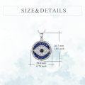 wholesale 925 Sterling Silver Evil Eye Pendant Necklace for Women with Blue Sapphire and Black CZ Amulet Gift-0-3