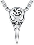 wholesale 925 Sterling Silver Pentagram Raven Skull Pendant Necklace  Gothic Jewelry for Men & Women-0-0