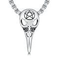wholesale 925 Sterling Silver Pentagram Raven Skull Pendant Necklace  Gothic Jewelry for Men & Women-0-0