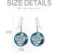 wholesale 925 Sterling Silver Round Blue Opal Paw Print Drop Earrings Gifts for Women-0-6