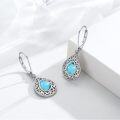 wholesale 925 Sterling Silver Heart Turquoise Earrings Vintage  for Women Girls-0-1
