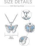 wholesale TOUPOP Butterfly Necklace Sterling Silver Created Opal Butterfly Jewelry Butterfly Gifts For Women Girlfriend Birthday -0-4