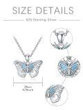 TOUPOP Sterling Silver Created Opal Butterfly Necklace Jewelry Gift-0-4
