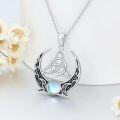 wholesale 925 Sterling Silver Moonstone Triquetra Triple Goddess Pendant Necklace-0-4