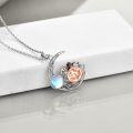 wholesale 925 Sterling Silver Moonstone Pumpkin Cat Pendant Necklace for Women Irish Gifts-0-2