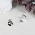 wholesale 925 Sterling Silver Round Black Enamel Eye Of Horus Stud Earrings-0-3