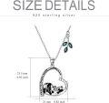 wholesale 925 Sterling Silver & Green Crystal Panda Heart Pendant Necklace for Daughter, Mum Gift, 23.5x21mm, 45cm Chain, Engraved, SGS Certified, Hypoallergenic-0-2