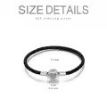 wholesale 925 Sterling Silver Leather Heart Charm Bracelet Wholesale with Magnetic Clasp - Birthday Gift for Her-0-4