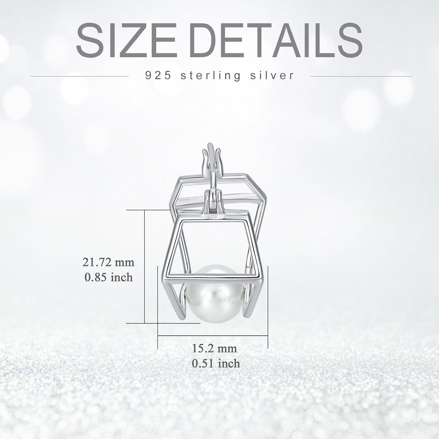 Sterling Silver Hexagon Pearl Hoop Earrings for Women Girls-0-4
