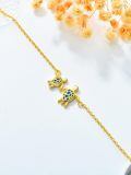 TOUPOP 14K Yellow Gold & Opal Sea Turtle Anklet for Women, 8+2 Inch-0-1