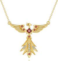 wholesale 14K Gold Red Garnet Phoenix Pendant Necklace - Symbolic s for Her-Phoenix