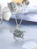 wholesale TOUPOP Fashion Sea Turtle Necklace For Women S925 Sterling Silver Ocean Jewelry Sea Turtle Gifts Celtic Pendant With Abalone Oxidized Vintage Christmas Gifts -0-4