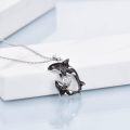 wholesale Rhodium Plated Sterling Silver & CZ Killer Whale Heart Necklace, Adjustable Chain, Hypoallergenic Gift for Women-0-3