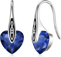 wholesale 925 Sterling Silver Birthstone Celtic Dangle Drop Earrings Hypoallergenic Hook Irish Jewelry Gifts-Silver-09-Sept