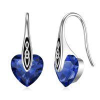 wholesale 925 Sterling Silver Heart Drop Earrings Wholesale With Cz And Celtic Design-Silver-09-Sept