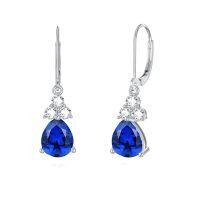 wholesale 925 Sterling Silver Garnet Teardrop Earrings-September-Sapphire