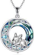 wholesale Sterling Silver Heart French Bulldog Necklace Pendant Jewelry Gift for Women-0-5