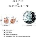 wholesale 925 Sterling Silver Sloth Stud Earrings with Rose Gold Accents and Leaf Details-0-4