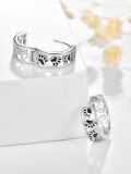 wholesale 925 Sterling Silver Black Enamel Dog Cat Paw Print Hoop Earrings for Women Animal Lovers s-0-1