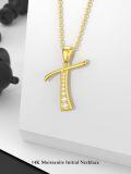 wholesale  14K Solid Gold Moissanite Initial Necklace A-Z, 16 Chain, Personalized Dainty Pendant Gift-0-3