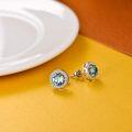 wholesale 925 Sterling Silver & Simulated Aquamarine Crystal Vintage Elegant Earrings, 10mm, Gift Box-0-2