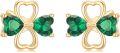 wholesale 14K Solid Gold Green Crystal Heart-Shaped Stud Earrings with Leverbacks-0-0