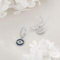 wholesale 925 Sterling Silver Blue Evil Eye Leverback Huggie Hoop Dangle Earrings with Cubic Zirconia and Rope Design-0-2