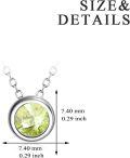wholesale 925 Sterling Silver Green CZ Round Pendant Chain Necklace for Women Girls-0-3
