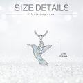 wholesale 925 Sterling Silver White Fire Opal Hummingbird Pendant Necklaces for Women Girls Birthday Gift Jewelry Accessories 45cm Chain Length-0-5