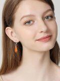 wholesale 925 Sterling Silver Orange Enamel Teardrop Leverback Earrings for Women-0-2