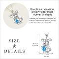 wholesale 925 Sterling Silver Blue Crystal Bunny Heart Pendant Necklace for Women Girls Gifts-0-4