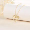 wholesale 14K Gold Bow Tie Diamond Pendant Necklace 14K Gold Chain s for Her-0-3