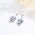 wholesale 925 Sterling Silver Blue Crystal Cat Ear Drop Earrings for Women-0-1