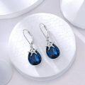 wholesale 925 Sterling Silver Starfish Teardrop Blue Crystal Leverback Earrings-0-1