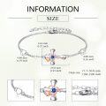 wholesale 925 Sterling Silver Rose Cross Bracelet with Heart-Shaped Sapphires – Adjustable Chain, Elegant Gift-0-3