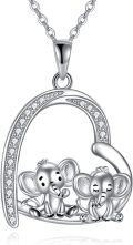 wholesale 925 Sterling Silver Elephant Necklace with Heart Design - Hypoallergenic Nickel-Free Gift for Women, Birthday, Mother's Day, Valentine's-0-0