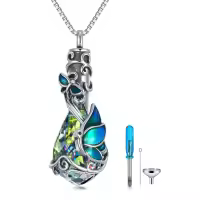 TOUPOP Sterling Silver Crystal Butterfly Urn Necklace For Ashes-undefined