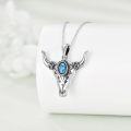 wholesale 925 Sterling Silver Turquoise Cow Skull Western Boho Filigree Pendant Necklace for Women and Girls-0-2