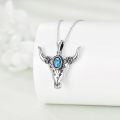 wholesale 925 Sterling Silver Turquoise Bull Skull Pendant Necklace-0-2