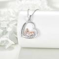 wholesale 925 Sterling Silver Heart-Shaped Basset Hound Pendant Necklace with Cubic Zirconia and I Love You Forever Inscription - Perfect Gift for Dog Lovers-0-1