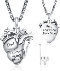 wholesale 925 Sterling Silver Aunt Cremation Necklace Wholesale Engraved Heart Urn Pendant-Dad-Dad-Personalized
