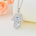 wholesale 925 Sterling Silver Blue Eye Hamsa Hand Pendant Norse Viking Amulet Necklace-0-3