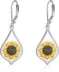 wholesale 925 Sterling Silver Gold Plated Flower Drop Earrings for Women - Nature Inspired  Set (Sunflower)-0-0