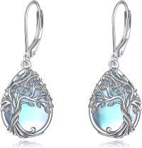 wholesale 925 Sterling Silver Abalone Shell Celtic Tree Of Life Drop Earrings-Teardrop moonstone tree