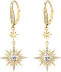 wholesale 925 Sterling Silver Gold-Plated Moonstone & Opal Starburst Leverback Drop Earrings-0-48