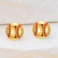 wholesale 925 Sterling Silver Plated Gold Baseball Stud Earrings for Men Women Sports s 6mm Diameter-0-3