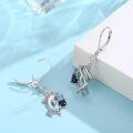 wholesale 925 Sterling Silver Blue Crystal Dolphin Wave Stud Earrings for Women-0-1