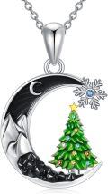 wholesale 925 Sterling Silver Christmas Tree Snowflake Moon Pendant Necklace-0-0